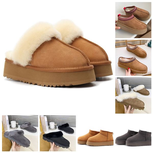 

designer boots mini platform boot designer autumn winter women classics tazz woolen slippers luxury keep warm slippers disquette shoes outdo, Black