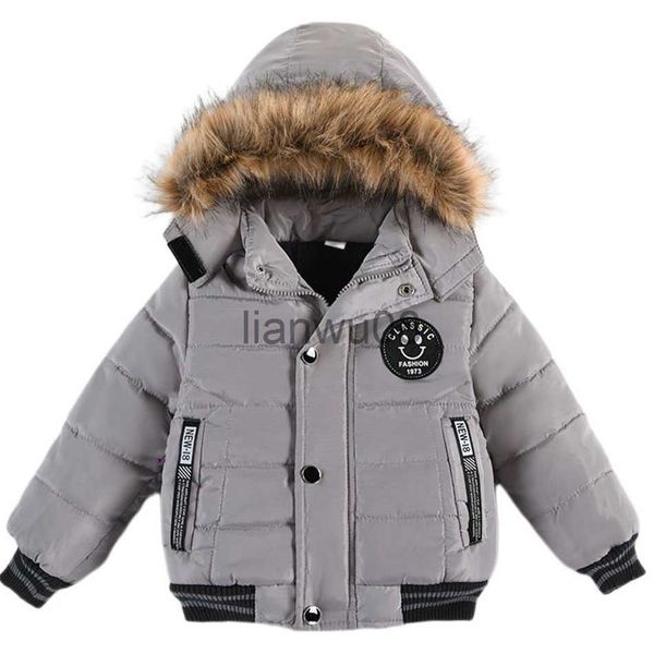 

down coat children's clothing boys' cotton clothing outerwear winter clothing children's cotton clothing thickened hooded cot, Blue;gray