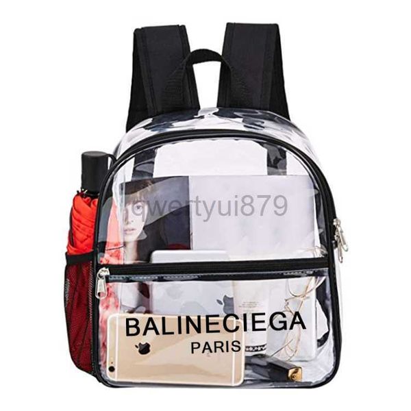 

sell designer bag pvc transparent transparent backpack outdoor portable backpack large capacity simple student backpackqwertyui8794