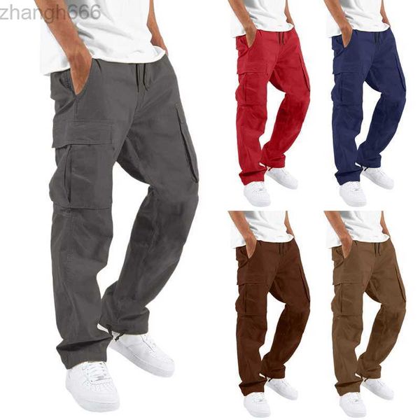 

men's cargo pants relaxed fit sport pants jogger sweatpants drawstring outdoor trousers with pockets 2303292, Black