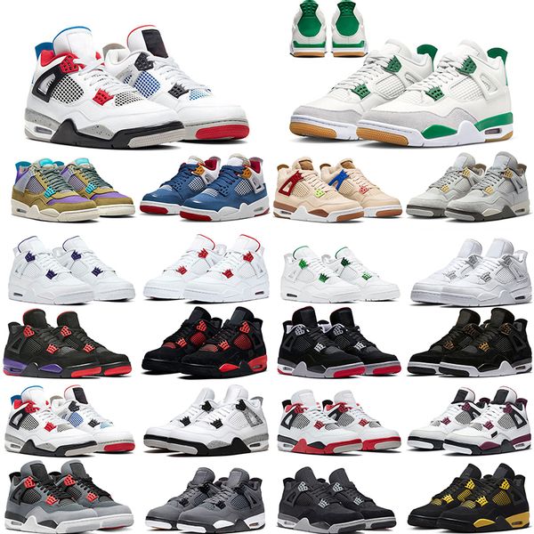 

2023 men women 4 basketball shoes 4s black cat thunder pine green fire red university blue cool grey outdoor sports trainers sneakers 36-47