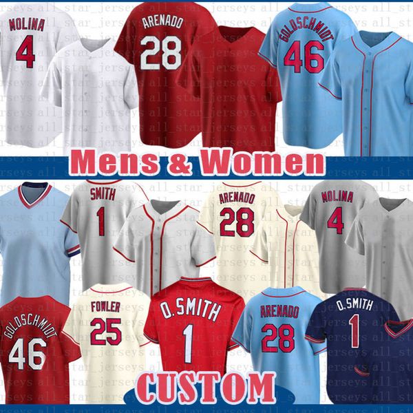 

28 nolan arenado 4 yadier molina baseball jersey paul goldschmidt ozzie smith dylan carlson harrison bader adam wainwright paul dexter dejon, Blue;black