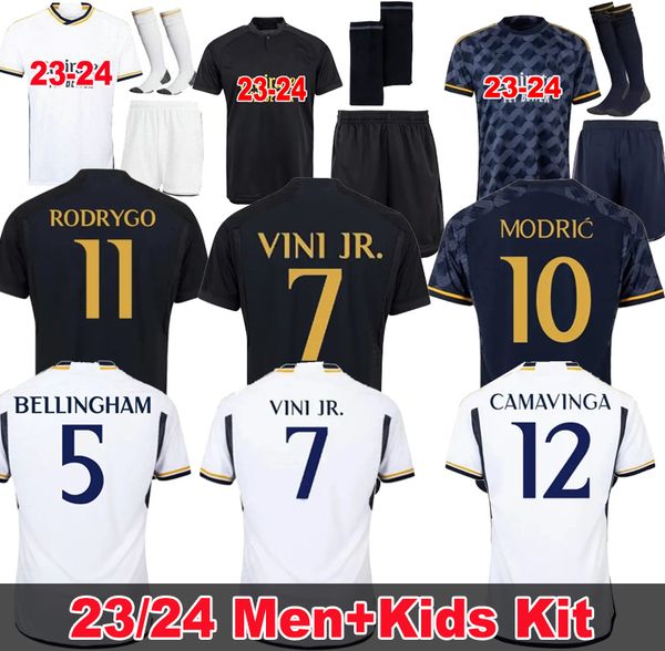 

23 24 fans player version soccer jerseys vini jr bellingham 2023 2024 rodrgo arda guler long sleeve home camiseta de futbol men kids women u, Black;yellow