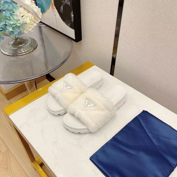 

designer woman slippers sandals fashion warm 100% wool cotton inverted triangle black white shoes outdoor womens slipper pantoufle designers