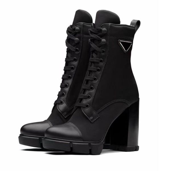 

designer plaque boots with ankle boots 9.5cm female black leather boots high-heeled autumn and winter boots with wedding party shoess hoes f