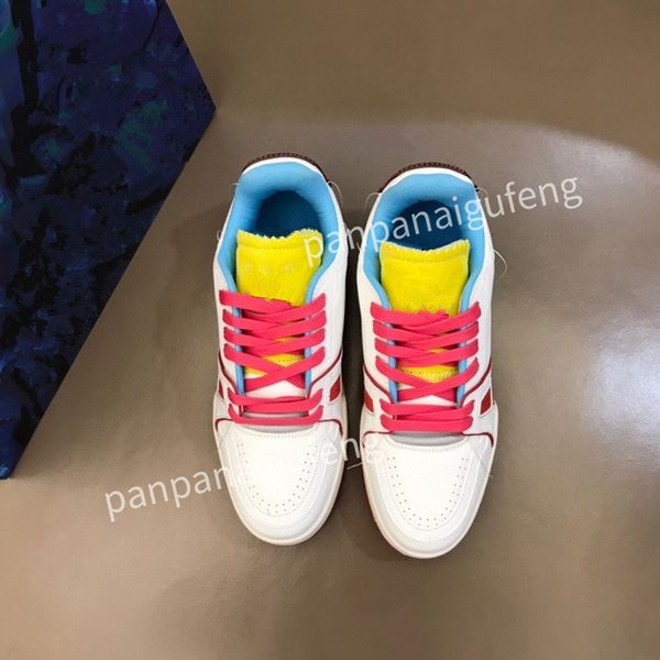 

luxury designer sports shoes casual shoes calfskin leather white red blue letter overlay platfor low sports shoes training shoes sizes 39-44, Black