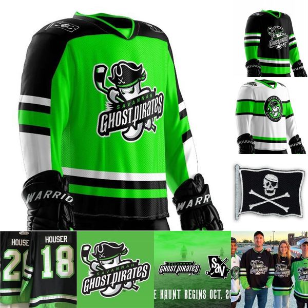

custom savannah ghost pirates hockey jersey any name any number, Black;red