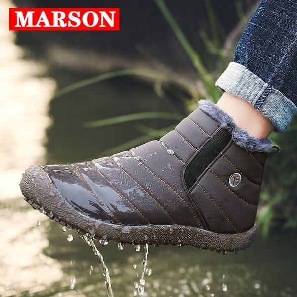 

boots marson men winter shoes solid 4 colors men's snow boots plush inside bottom keep warm waterproof ski boots plus size 35 - 48 2308, Black