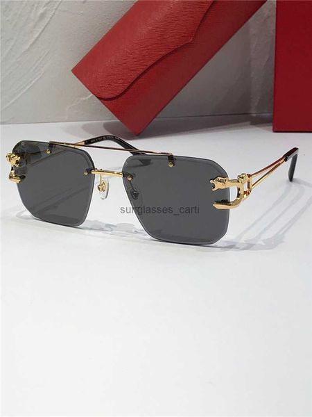 

carti sunglasses fashion design square eyewear rimless frame cut lenses animal temples simple and popular style outdoor uv400 protection gla, White;black