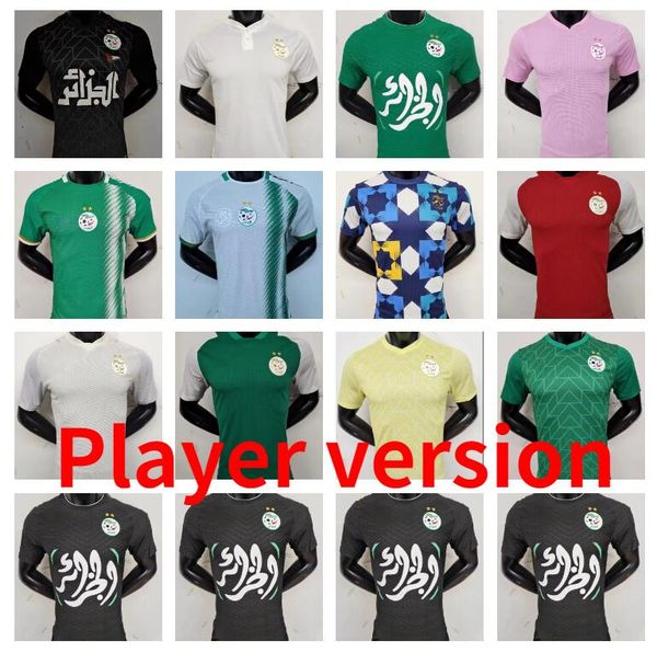 

22 23 24 algerie algeria soccer jerseys 2023 2024 fans player version mahrez brahimi bennacer 2 star home away men kids maillot de football, Black;yellow