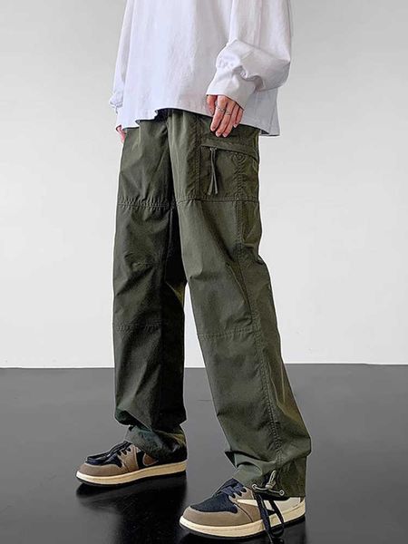 

outdoor quick dry charge pants mens autumn army green waterproof casual pants american straight tube loose work suit pants, Black