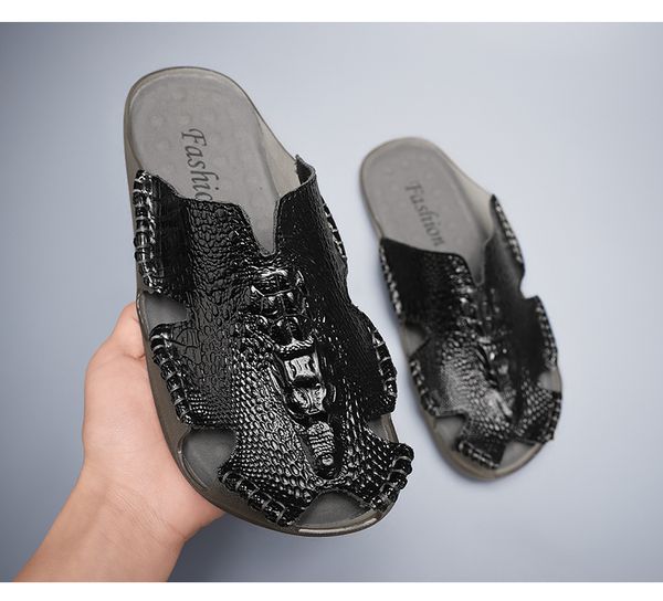 

loafer rs design leather slippers classic retro trend slippers, Black