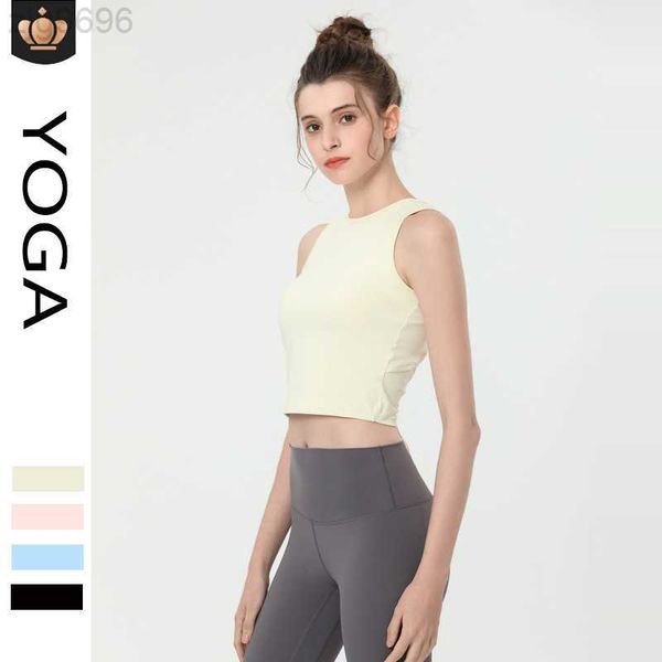 

desginer alos yoga bra fitness vest women's beautiful back breathable short exposed navel thin sportswear, White
