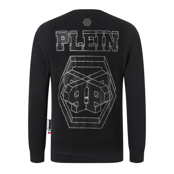 

plein bear brand men's hoodies & sweatshirts warm thick sweatshirt hip-hop loose characteristic personality pp skull pullover rhineston, Black