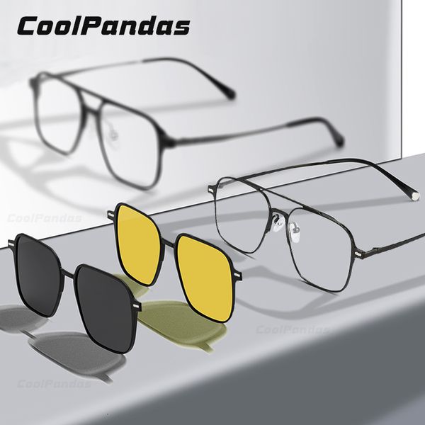 

sunglasses 3 in 1 trend magnet glasses frame with clip on glasses polarized sunglasses for men women optical computer glasses 230824, White;black