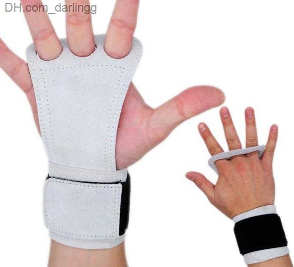 

natural leather hand grip ladies men's palm protector for pull up gym gloves with wrist strap q230825, Black