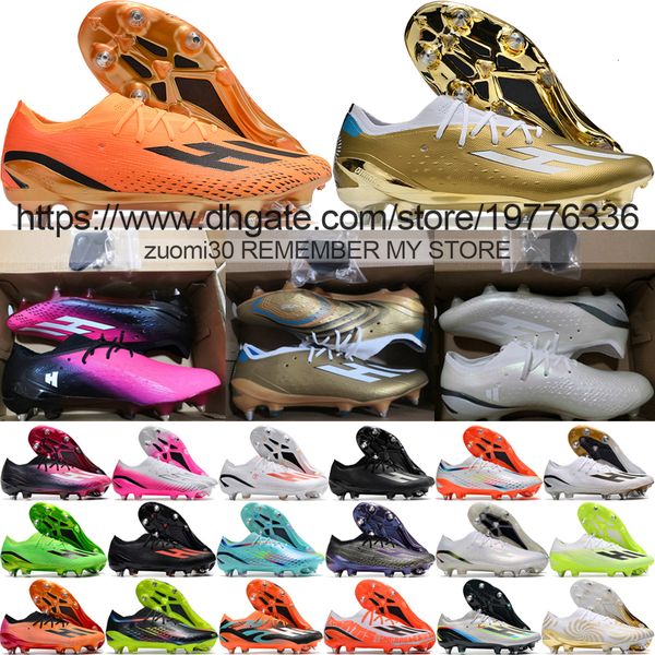 

send with bag quality soccer boots x speedportal.1 sg movable metal spikes messis football cleats mens soft leather comfortable training soc, Black