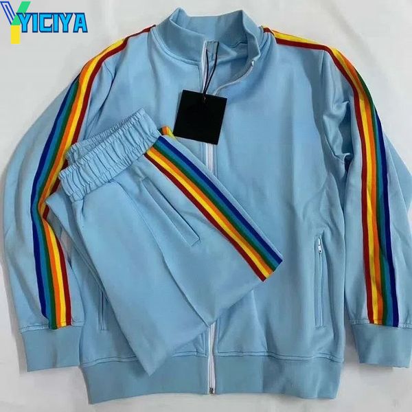 

women's two piece pants yiciya two piece sets palm brand womens outifits set woman 2 tracksuit zipper sweatshirts and sportswear pants, White
