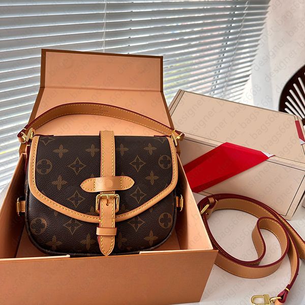 

2023 new tote bag genuine leather old flower method stick bag classic postman bag single shoulder crossbody luxury saddle bag underarm women