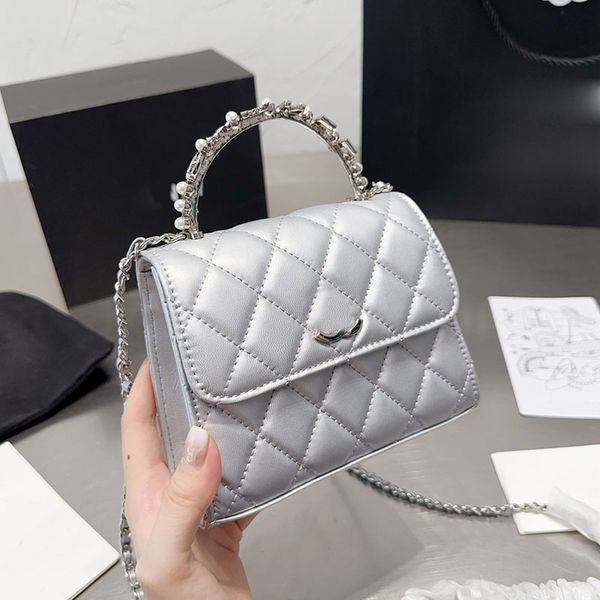 

silver diamonds letters handle women designer woc flap bag calfskin leather silver metal hardware matelasse chain crossbody shoulder handbag