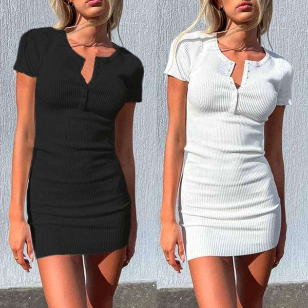 

summer style skirt womens dress pure color short sleeves, Black
