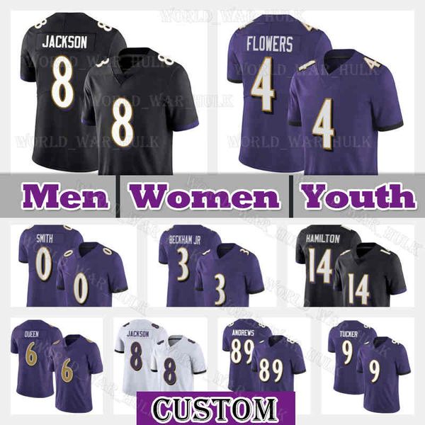 

mens 8 lamar jackson football jersey 4 zay flowers 3 odell beckham jr 89 mark andrews baltimores raven 44 marlon humphrey 9 justin tucker 52