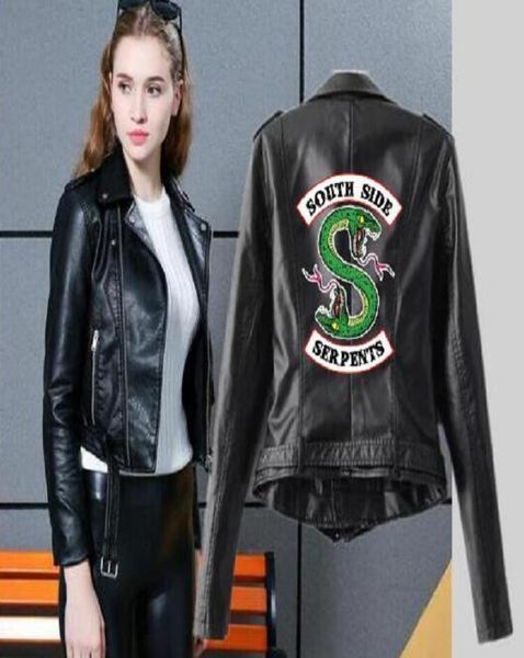 

2019 riverdale women039s pu leather jacket winter motorcycle jacket short southside serpents artificial leather motorcycle coat1514085, Black;brown