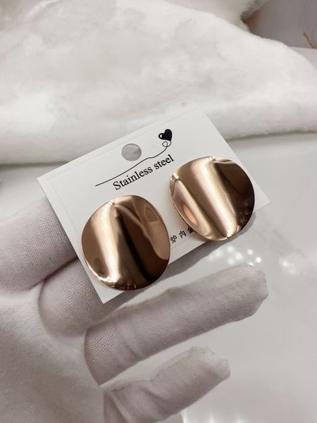 

elegant high polished women girl stud 316l stainless steel 18k gold rose party earrings wedding jewelry friendship gift no logo, Golden;silver