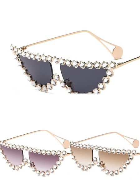 

bling sunglasses women rhinestones crystal shades retro half women cat eyewear for holiday gifts, White;black