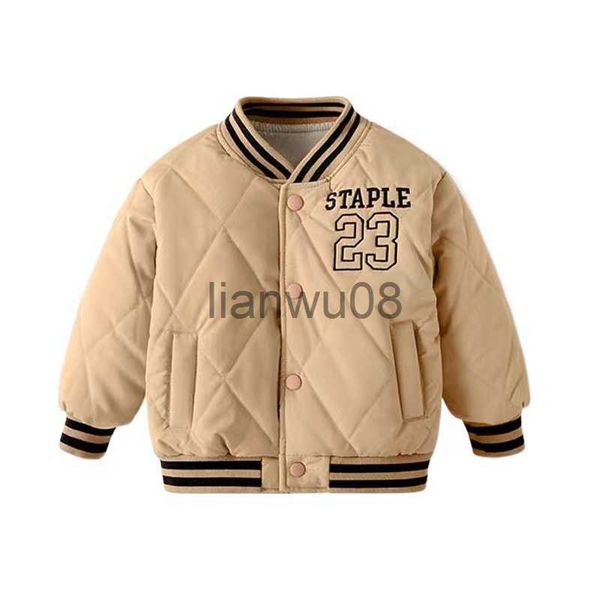 

down coat 28 years boys kids winter jacket fashion vneck letters embroided baseball uniform padded thermal parka streetwear coat child x0825, Blue;gray