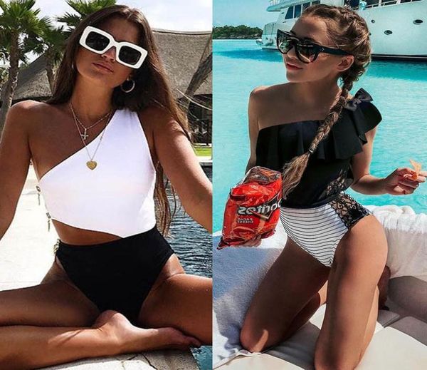 

one piece swimsuit 2019 cross back swimwear women swimsuit vintage retro bathing suits beach wear swim print monokini sxl7179387