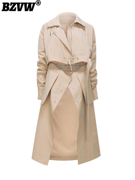 

women's trench coats bzvw fashion versatile designer windbreaker coat women's trend removable jacket novelty office lady trend fem, Tan;black