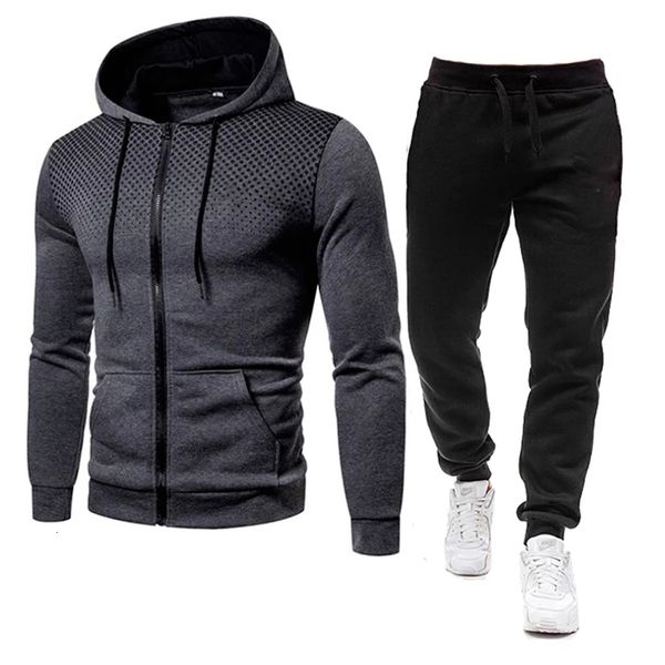 

mens tracksuits autumn and winter mens hooded suit casual loose thick zipper sportswear fashion womens jacket 230824, Gray