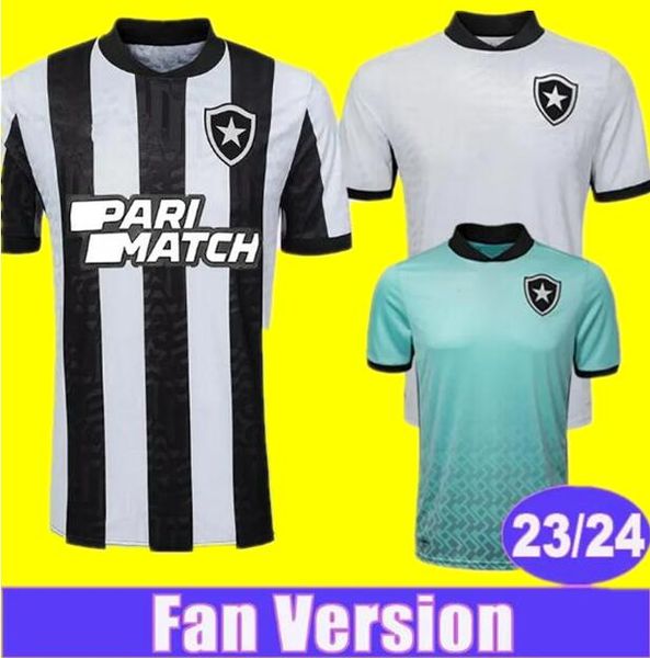 

23 24 botafogo mens soccer jerseys soares matheus babi bernardo o.sauer home black and white away goalkeeper football shirt short sleeve uni, Black;yellow