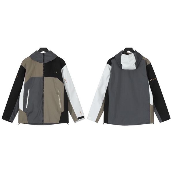 

men nylon windbreaker jackets oversize autumn winter embroidery waterproof windproof patchwork coats for outdoor activities aug 25th, Black;brown