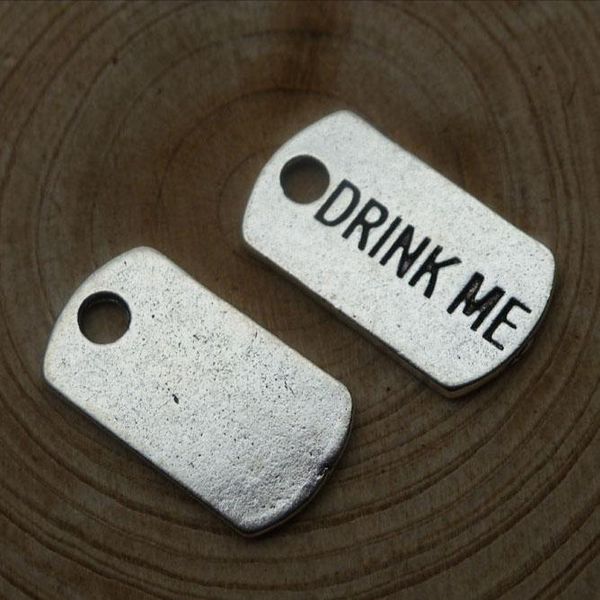 

other 220 pcs antique silver drink me charms pendant 17x10mm