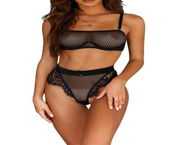 

women039s bandeau bra set ladies hollow out shoulder straps babydoll strapless bralettes high waist panty underwear lingerie se5667752, Black;white