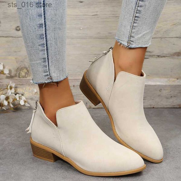 

boots chelsea boots women ankle booties short autumn casual shoes modern boots fashion low heel pointed toe ladies t230824, Black
