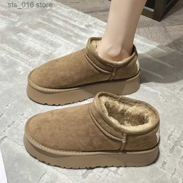 

boots winter women short plush warm snow boots casual shoes 2023 new suede fur chelsea ankle boots flats platform ladies shoes botas t230824, Black