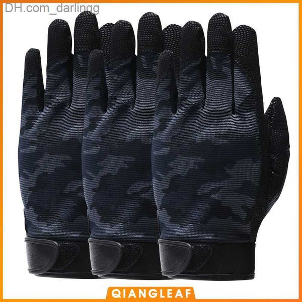 

qiangleaf pu nubuck men's work gloves hunting camping cycling outdoor sport fishing safety cycling camouflage glove 3pair 2500mc q23082, Black