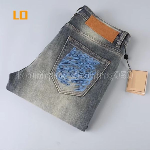 

designer fall jeans for men cotton stretch denim slim slim trend man pants, Blue
