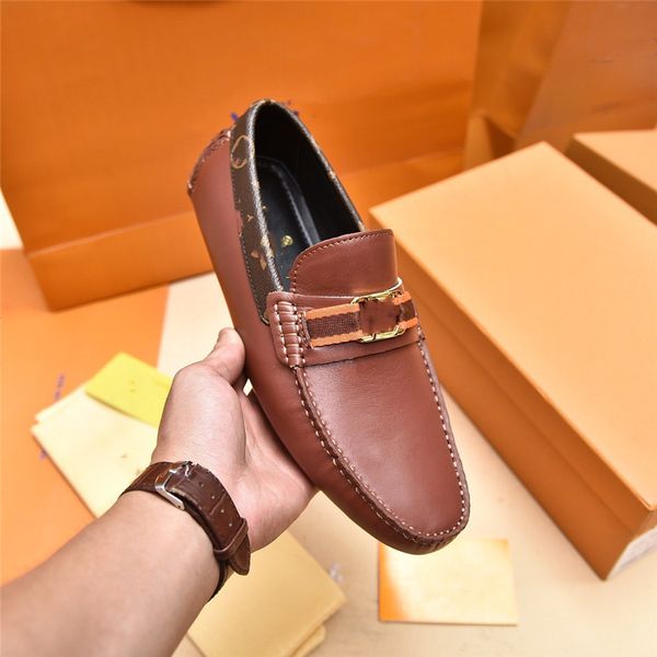 

genuine leather men shoes casual luxury brand men designer loafers italian moccasins breathable slip on men driving shoes chaussure homme, Black