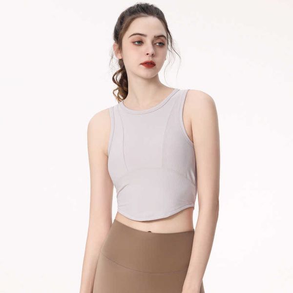 

23ss desginer aloyoga bra alosummer wear slimming belt mat vest women's short fitness navel sleeveless fitness sling, White