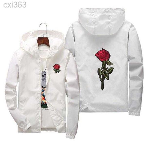 

rose jacket windbreaker men and women's jacket new fashion white and black roses outwear coat, Black;brown