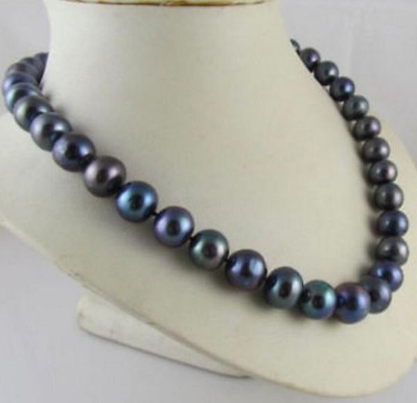 

necklaces 14k very pretty tahitian natural 910mm black pearl necklace 17", Silver