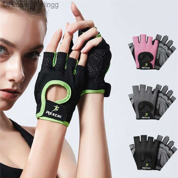 

non-slip half finger gloves breathable cycling gloves fitness gym weight lifting yoga body building training style motorcycle q230825, Black