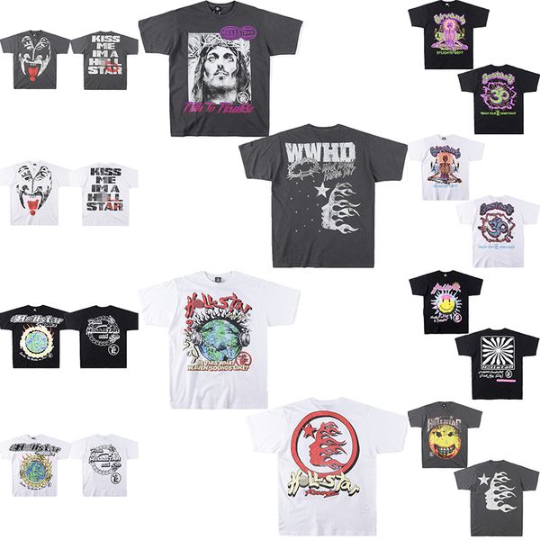 

2023 hellstar t-shirt mens and womens designer short sleeve fashion brand tee high street letter printing hip hop t-shirts, White;black
