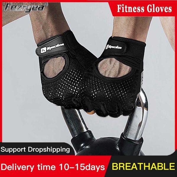 

weightlifting breathable non-slip silicone half-finger cycling gloves q230825, Black