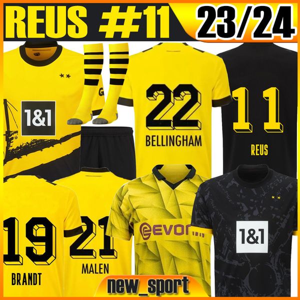

xxxl 4xl 23 24 reus #11 soccer jerseys borussia kamara haller 2023 2024 home away bellingham hummels reyna brandt dortmunds men kids kit mai, Black;yellow