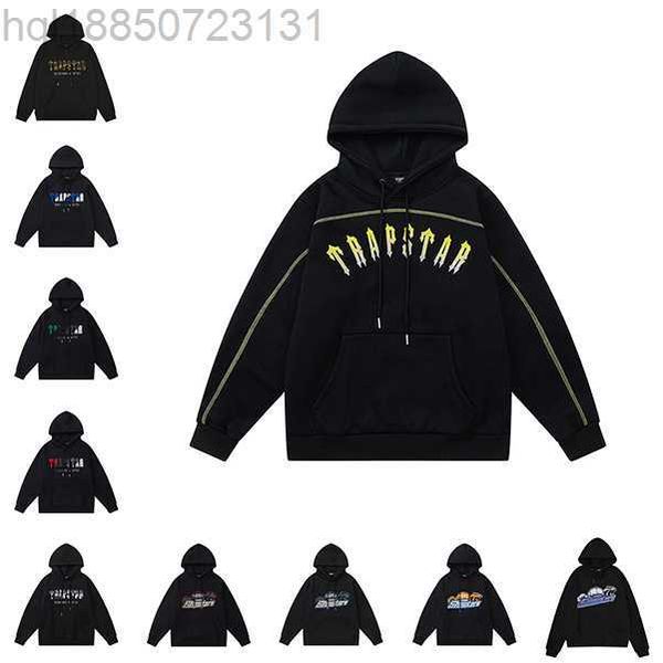 

trapstar brand tracksuit classic embroidery mens hoodie sportswear men's warm set loose trapstar hoodies sweatshirt jogging designers c, Black